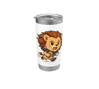 Rugby Lion Sprint Mascota De Dibujos Animados Vaso térmico de acero inoxidable de doble pared