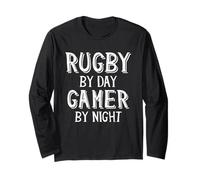 Rugby Player by Day Gamer by Night Gaming Rugby Video Games Manga Larga