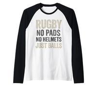 Rugby sin Almohadillas, sin Cascos, Solo Pelotas Camiseta Manga Raglan