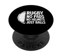 Rugby sin almohadillas, sin cascos, solo pelotas, jugadores de rugby, fanáticos del deporte PopSockets PopGrip Adhesivo
