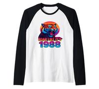 Ruge como si Fuera 1988 Vaporwave Tiger Camiseta Manga Raglan