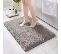 Ruggnovea Alfombra de baño gris de 17 x 24 pulgadas, alfombra de baño de microfibra esponjosa, antideslizante, absorbente, lavable y seca, para bañera y ducha