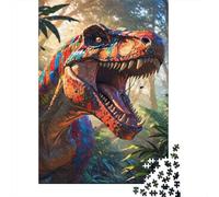Rugido de Dinosaurio Colorido Puzzle de Tablero Reciclado: Arte de Dinosaurio Vibrante para Adultos y Niños Mayores de 12 Años Gran Regalo 52x38cm/1000 Piezas