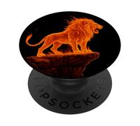 Rugido del León Fuego Arte, Amor Leones PopSockets PopGrip Adhesivo