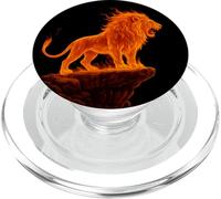 Rugido del León Fuego Arte, Amor Leones PopSockets PopGrip para MagSafe