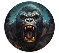 Rugido Feroz de Gorila - Estilo de Arte de fantasía Digital 1000 Piezas Puzzle para Adultos Y Niños Rompecabezas Redondo Presión Reducida Juguetes Familiar Puzzle Difícil 1000pcs (67.5x67.5cm)