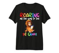 Rugiendo al León de 1er Grado Rugir Niños Volver a la Escuela Leones Camiseta Premium