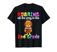 Rugiendo al León de Segundo Grado Rugir Niños Volver a la Escuela Leones Camiseta gráfica económica, Hombre, Negro, S