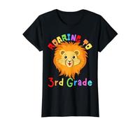Rugiendo al león de Tercer Grado rugir niños Leones de Regreso a la Escuela Camiseta gráfica económica, Mujer, Negro, L