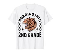Rugiendo en 2do Grado Tiger Boy Girl Kids 1er día de Escuela Camiseta