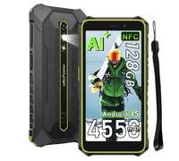 RugKing 2 Pro Móvil Irrompible Android 15, 4G Móvil Indestructible con IA, 8GB+128GB/2TB, 5.45" HD+, 13MP+5MP, 4550mAh, Smartphone Impermeable IP68, 4G Doble SIM/5G WiFi/NFC/OTG/GPS/FM,Verde