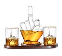 RUGLUSH Juego de decantador de whisky de dedo medio, recipiente de vino y copas de dedo medio para escocés, tequila, brandy, ron, bourbon y bebidas alcohólicas, accesorios de regalo para hombres