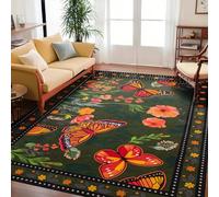RUGMRZ Alfombra Entrada 120x160CM Felpudo Casa Originales 11 Colores múltiples Alfombras para Dormitorio Antiacaros Etnicas Retro Mariposa Decora el de la Sala Estar
