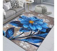 RUGMRZ Alfombra Gaming Suelo 120X180Cm Tapete De Actividades Bebe 24 Azul Dormitorio del Hogar Sala Estar Flores Al Lado La Cama Simple Alfombras Niños Colchoneta