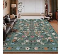 RUGMRZ Alfombra Habitación Matrimonio Azul 160x200cm,A Medida,Estampado Floral Vintage para Pie De Cama,Niña Habitacion,Debajo del Escritorio