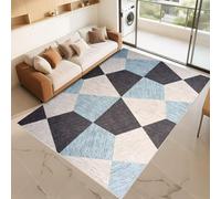 RUGMRZ Alfombra Habitacion Niña Que Se Pueden Fregar Azul Gris 170x240cm Grandes Patrones geométricos Retro para dormitorios de Sala de Estar