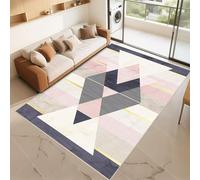 RUGMRZ Alfombra Habitacion Niña Que Se Pueden Fregar Rosa Claro 150x230cm, Personalizada Patrones geométricos Modernos Grises Azules para dormitorios de Sala Estar