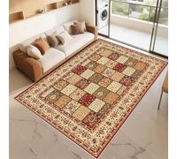 RUGMRZ Alfombra Niños Habitacion Que Se Pueden Fregar Rojo Y Amarillo 120x170cm Patrones Florales Retro para vestuarios de Sala de Estar