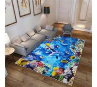 RUGMRZ Alfombra Pasillo 130x190CM Cuadrada Azul Cuarto Protectora De Suelo Vestidores Modernos Alfombras BarataAcuario Dormitorio con patrón Paisaje submari