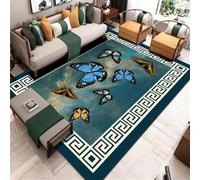 RUGMRZ Alfombra Pelo Corto BLU Cocina Antideslizante 160x230CM Sala De Estar de Estampado Oriental Alfombras AcusticasAlfombra Perro