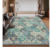 RUGMRZ Alfombra Recibidor Que Se Pueden Fregar BLU Verde 70x140CM, Puertas Interior Fiori retrò for Habitación Matrimonio Niños Habitacion Infantil Habitacion