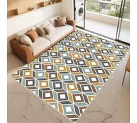 RUGMRZ Alfombra Rectangular Que Se Pueden Fregar Marrón 120x160cm, Personalizada El patrón geométrico estereoscópico Moderno Azul Utiliza en Pasillo del Dormitorio de los niños