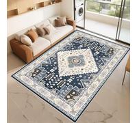 RUGMRZ Alfombra Verano Salon Que Se Pueden Fregar Azul 80x130cm, Personalizada Entrada Interior Patrones geométricos Retro para dormitorios de Sala Estar