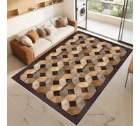 RUGMRZ Alfombra Verano Salon Que Se Pueden Fregar Marrón 50x80cm Entrada Interior Patrones geométricos Retro para pasillos de Sala de Estar