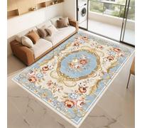 RUGMRZ Alfombra Vestidor Que Se Pueden Fregar Azul 50x80cm, A Medida Entrada Interior Patrones Florales Retro para el Lado de la Cama del Dormitorio Sala Estar