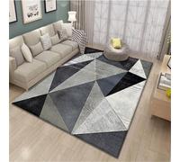RUGMRZ Alfombras Baratas 180X250Cm De Habitacion 35 Negro La Sala Estar del Dormitorio Es Simple Y El Borde Cama Familiar Gris Geométrico. Alfombra Lavable