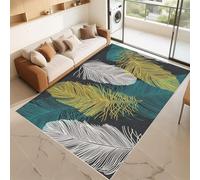 RUGMRZ Alfombras Comedor Que Se Pueden Fregar Negro 70x140cm Pequeñas Patrón de Plumas Modernas Amarillas para el Dormitorio de niños en la Sala de Estar
