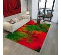 RUGMRZ Alfombras De Habitacion Alfombra Juegos Bebes Acolchada para 160x220CM Rosso. cojin Grande Suelo con patrón Plumas Verdes. Infantil Niña