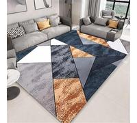 RUGMRZ Alfombras De Habitacion Pelo Corto 160x200cm Azul Grisáceo, El patrón geométrico Retro marrón se Utiliza en el Pasillo de la Sala de Estar