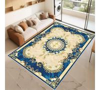 RUGMRZ Alfombras De Verano Que Se Pueden Fregar Azul 200x300cm, Personalizada XXL Patrones Florales Retro para el Dormitorio niños en la Sala Estar
