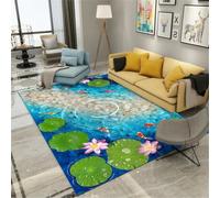 RUGMRZ Alfombras Dormitorio Modernas 140x200CM Comedor Modernos Azul Alfombrilla Fregadero Cocina Oficinas Alfombra Juegos Bebes Lavable ExteriorEl patrón de hoj