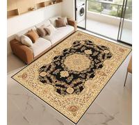 RUGMRZ Alfombras Dormitorio Que Se Pueden Fregar Amarillo Negro 120x160cm Patrones Florales Retro para pasillos de Sala de Estar