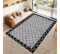 RUGMRZ Alfombras Habitacion Que Se Pueden Fregar Gris Y Negro 180x270cm XXL Patrones geométricos Retro para oficinas de Sala de Estar