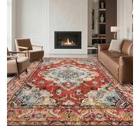 RUGMRZ Alfombras Lavables en Lavadora A Medida 100x160cm,Rojo,Estilo Persa para Habitacion,Quarto Criança,Salon