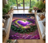RUGMRZ Alfombras Niñas Habitacion Infantil Antideslizante Resistente A La Contaminación Y Lavable Flores En Forma De Corazón Modernas Verdes Gordas Morado Chimeneas Decoracion Medida Onlin 60X60CM