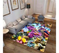 RUGMRZ Alfombras para La Cocina 120x160CM Alfobras De Salon Color Alfombra Exterior Jardin Juegos Niños Habitacion Adolescentes Decorar BañosPatrón Paisaje submari