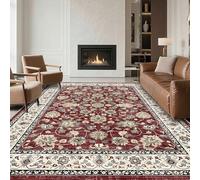 RUGMRZ Alfombras para Salon A Medida 140x200cm,Rojo,Flores Retro para Quarto Criança,Debajo del Escritorio,Habitacion Juvenil