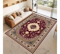 RUGMRZ Alfombras para Salon Que Se Pueden Fregar Rojo 90x150cm Patrones Florales Retro para oficinas de Sala de Estar