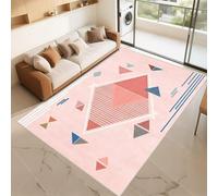 RUGMRZ Alfombras Pie De Cama Que Se Pueden Fregar Rosa 120x160cm, A Medida Patrones geométricos Modernos para dormitorios niñas en la Sala Estar
