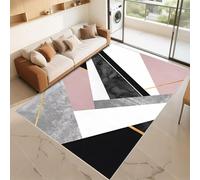 RUGMRZ Alfombras Pie De Cama Que Se Pueden Fregar Rosa 140x220cm, Pelo Corto Diseño Moderno y Sencillo en Negro Gris para Habitaciones niñas la Sala Estar