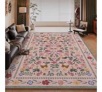 RUGMRZ Alfombras Recibidor Rosa 1 100x160cm,A Medida,Patrón Floral Vintage para Cocina,Habitación Juvenil,Salon