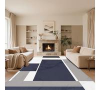 RUGMRZ Alfombras Salon Modernas Antideslizante Azul Oscuro 180x220cm,Patrón Geométrico Lavable,Pelo Corto para Habitacion Juvenil,Oficina,Pasillo