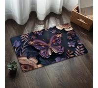 RUGMRZ Alfombrilla Cocina Almohadilla De Puerta con Patrón Mariposa Antideslizante Y Resistente A La Contaminación Lavable Alfombras Medida Online Morado Cojines Grandes para Suelo Mantas 50X80CM