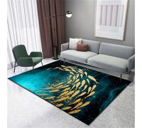 RUGMRZ Alfombrilla Gamer 180X180Cm Alfombras para Dormitorio 22 Azul Peces En La Sala De Estar del Hogar Junto A Cama Simple Tapetes Modernos Alfombra Diseño