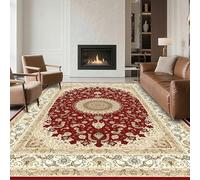 RUGMRZ Algombras Habitación Pelo Corto 160x200cm,Rojo,Estilo Persa para Cocina,Debajo del Escritorio,Dormitorio