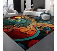 RUGMRZ Decoración Salon Moderno La Sala De Estar Antideslizante Y Resistente A Contaminación Lavable Es Abstracta Moderna. Alfombra Actividades para Bebes Multicolor Cocina Camas Modernas 80X80CM